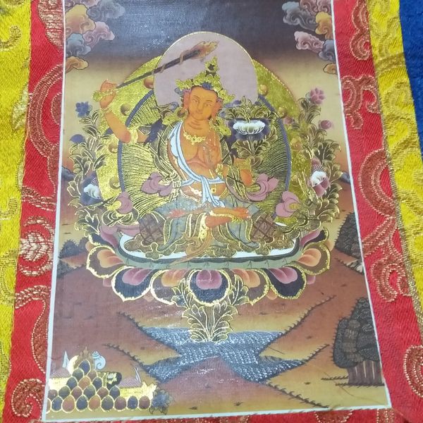 Tranh Thangka Văn Thù Sư Lợi Bồ Tát_35x20cm